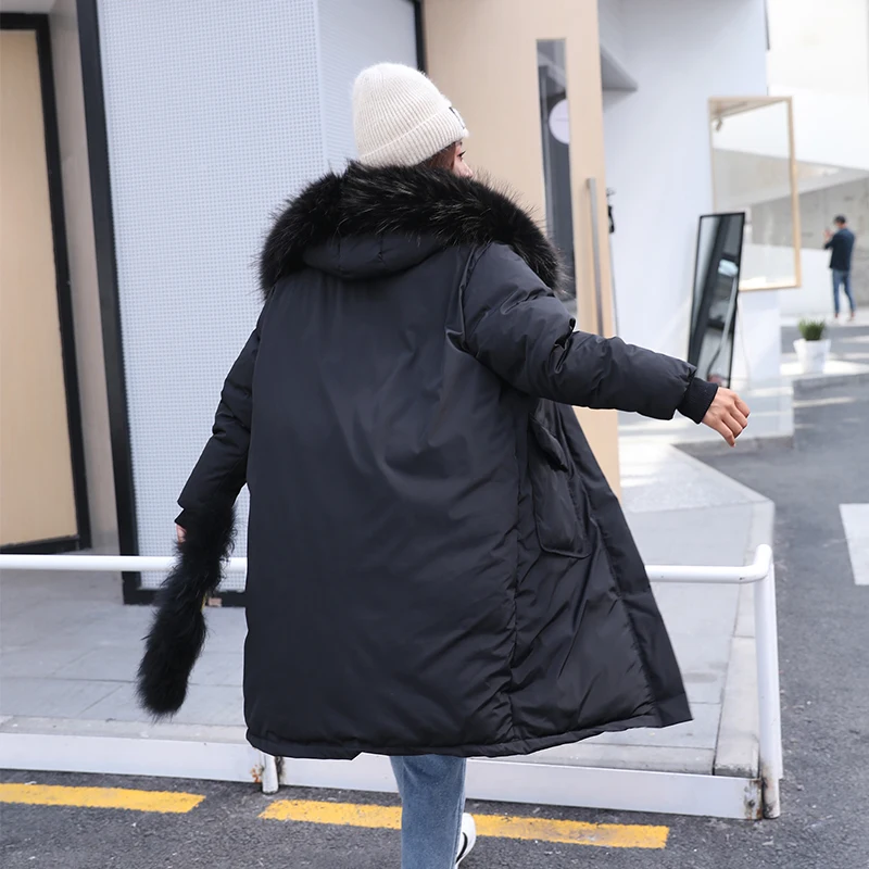 

X-long Women's Winter Jacket Solid Hooded Female Cold Coat Thick Casual With Fur Collar Plus Size Loose Cotton Padded Parkas