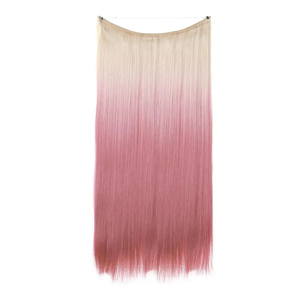 613T Nude pink Пряди для наращивания, невидимые, Омбре, прямые, скрытая, секретная корона, флип, накладные синтетические волосы для женщин, M02 - Цвет: 613T Nude pink
