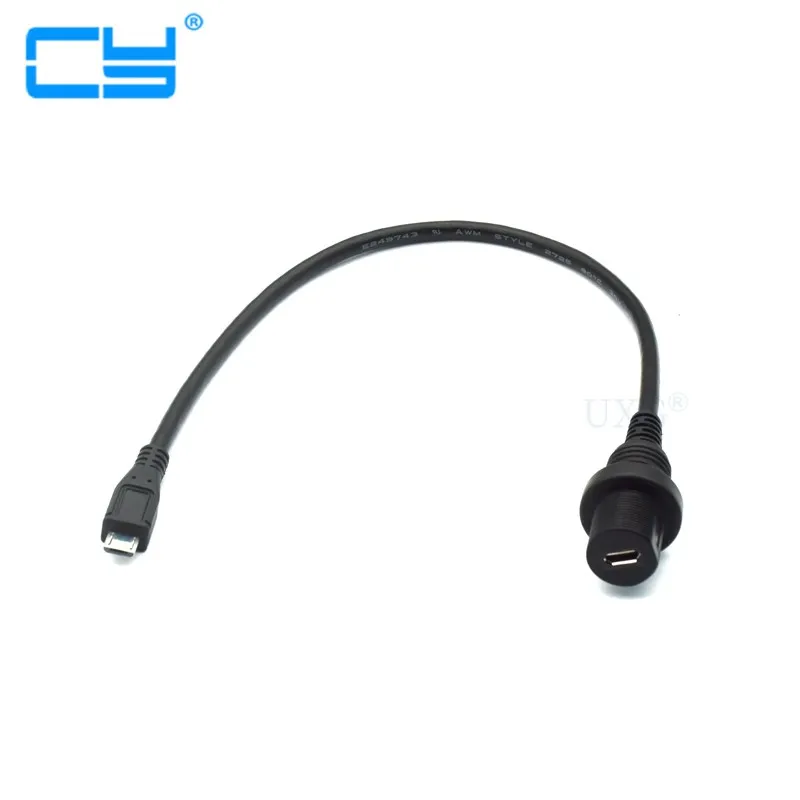 Панельный соединитель Micro USB 2 0 водонепроницаемый кабель IP67 30 см 5 контактный
