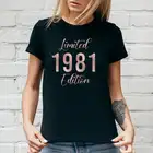 Топ женский, лимитированный выпуск футболка С Днем Рождения года, для мамы, на 40-й день рождения, 1981