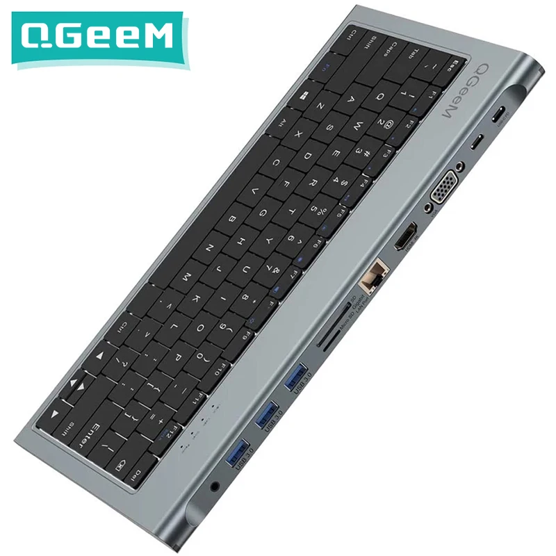 Док станция для клавиатуры QGeeM Адаптер концентратор USB C Macbook Pro Air 2020 13 Xiaomi Type Multi HUB