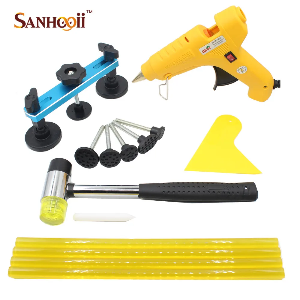 

Новое поступление, безболезненный набор инструментов для ремонта вмятин с клеевым пистолетом, нейлоновая ручка, клеевые палочки для DIY авто...