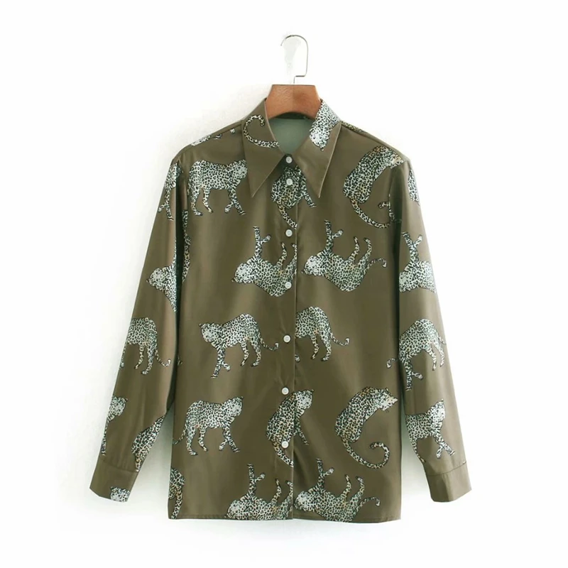 

Fashion Ladies Animals Print Blouse Spring Long Sleeve Office Lady Shirts Women Casual Tops NX9906