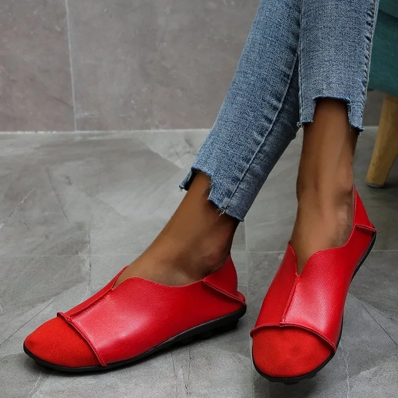 

new 2021 Women Leather Shoes Moccasins Mother Loafers Soft Flats Casual Female Driving Ballet Footwear Comfortable Grandma Shoes