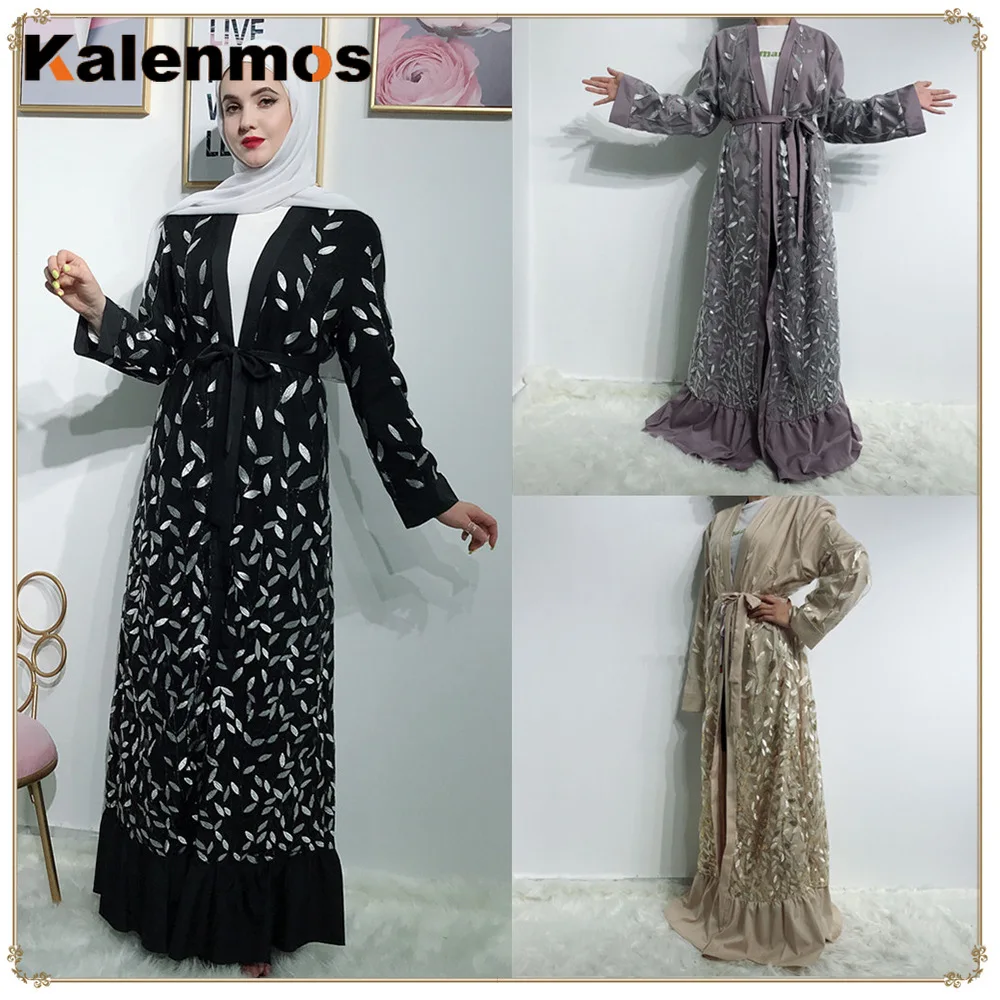 Новое шикарное мусульманское платье Abaya женское с вышивкой и пайетками на