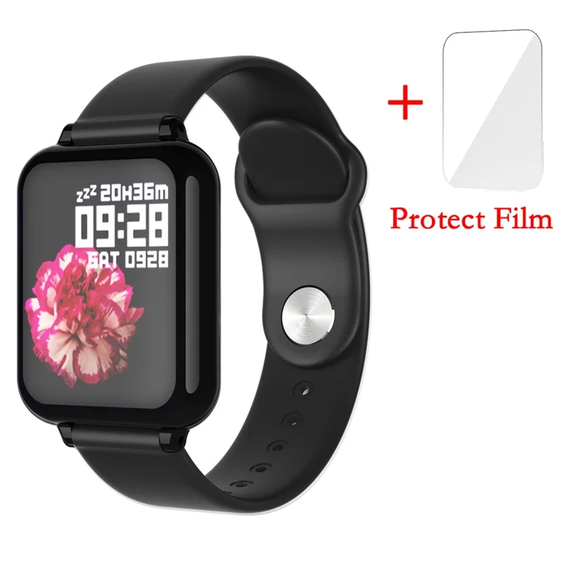 Black plastic film B57 Смарт-часы для мужчин и женщин для Apple Watch Android Phone монитор сердечного ритма умный Браслет кровяное давление B57 умные часы - Цвет: Black plastic film