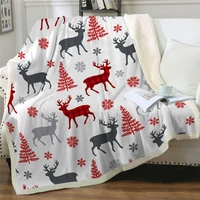 christmas deer flannel bed blanket 3d print cartoon sherpa bedspread bed sofa warm luxury furry blanket sb13