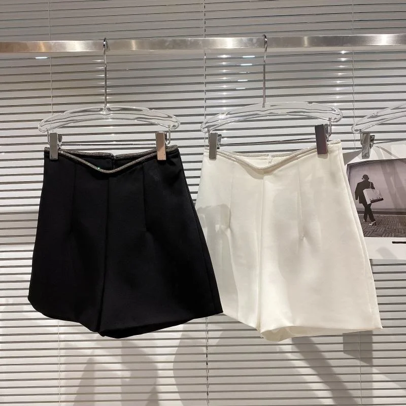 

Блестящие женские шорты стразы, Новинка осени 2021, с высокой талией, простой темпераментный женский костюм-тройка, шорты
