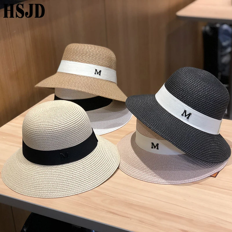 Шляпа Соломенная женская солнцезащитная с буквой M защитой от ультрафиолетовых