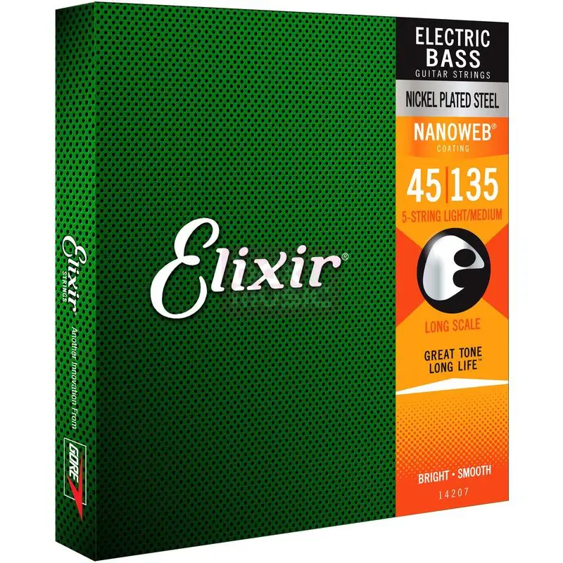 

Elixir оригинальный 14207 электрический бас никелированная сталь с наносетевым покрытием 5-струнный свет/средний, длинная шкала 14-135