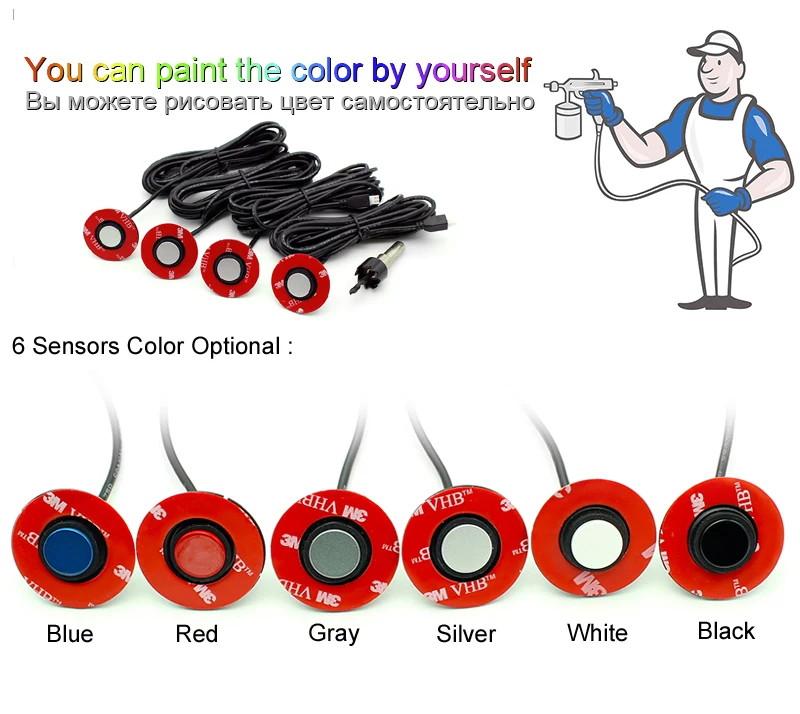 flat sensors adjustable depth 16mm car parking sensor assistance backup radar buzzer system for rear front bumper original 13mm free global shipping