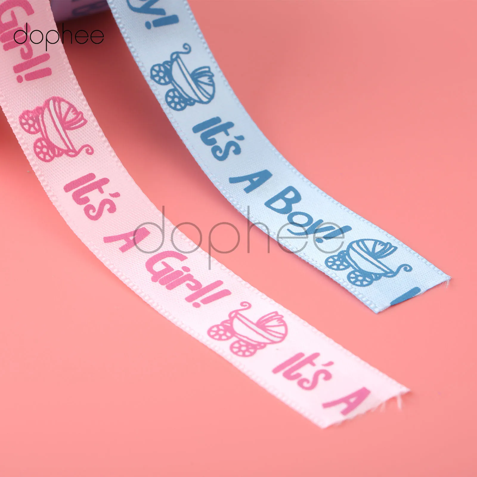 Dophee 10 ярдов атласная лента для детского душа принт мальчика/девочки декор дня