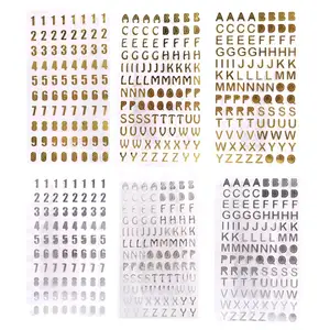 Мигающие бронзовые декоративные наклейки, буквенный символ, маленькая наклейка, фотоальбом, украшение для учетной записи, 6 листов