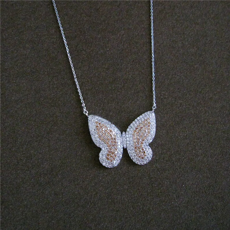Модное ожерелье с кулоном-бабочкой из фианита AAA простое кулоном для
