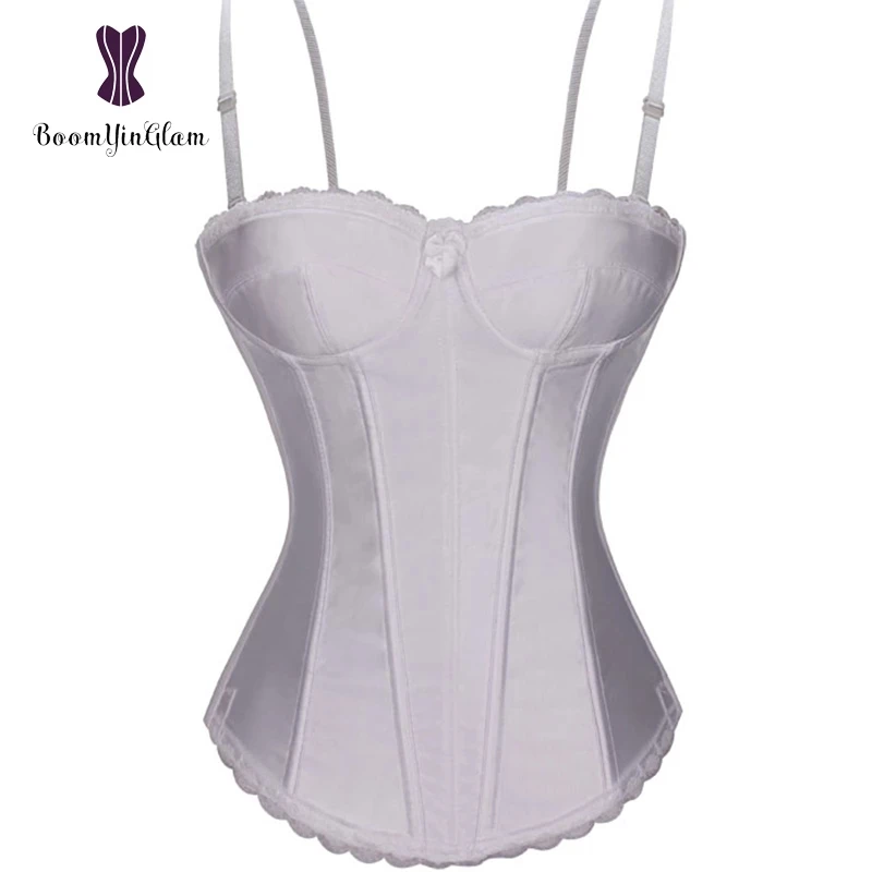 Белый женский свадебный бюстье с регулируемыми бретелями полной чашкой простой