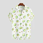 Мужская Повседневная рубашка, с принтом авокадо, гавайская пляжная одежда, мужская блузка с коротким рукавом, повседневный Топ, корейская модная одежда, 2021