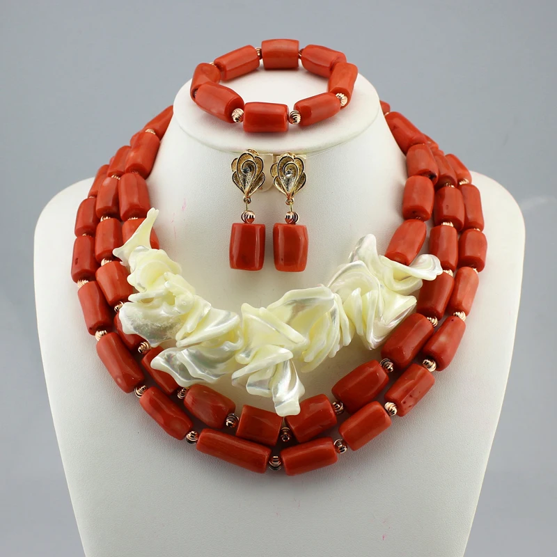 

Dubai jewelry sets for women wedding gifts Africa Engagement Party Necklace earrings bracelet set jewellery coral necklace