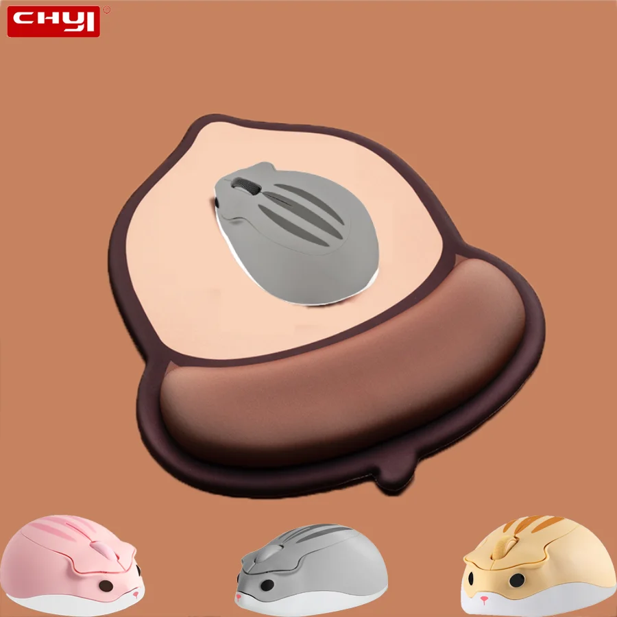 

CHUYI 2.4G Wireless Mouse Pink Mini Hamster Cartoon Mice Ergonomic Mini 3D Optical Mause With Cute Mouse Pad For PC Laptop Gift