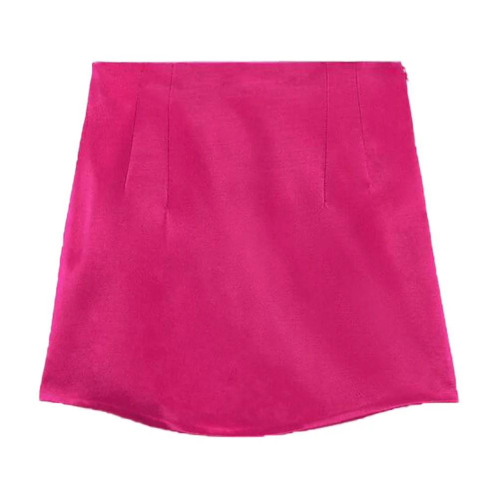 

summer new women's sweet temperament high waist bag hip skirt real silk satin texture mini skirt