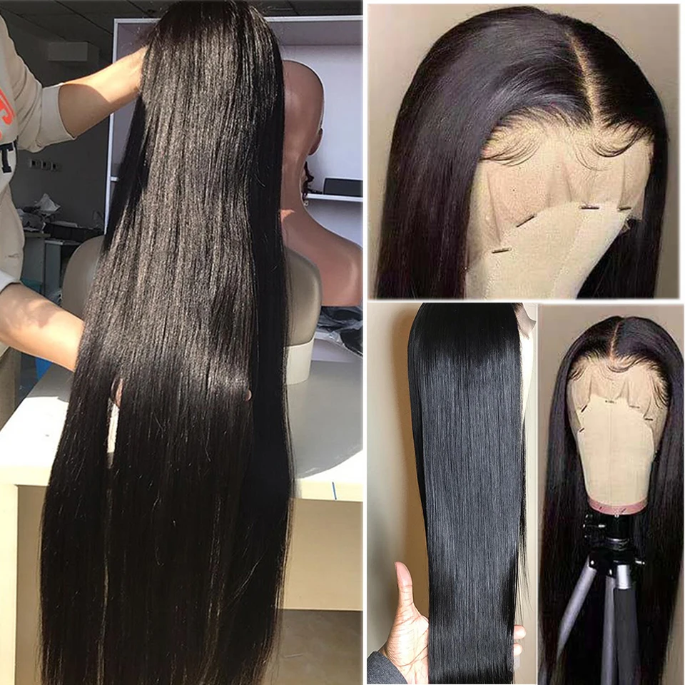 28 30 40 48 inch 5x5 HD Lace Front Wigs Pre Plucked Straight Human Hair Wigs Brazilian 250 Density Full Lace Closure Frontal Wig
