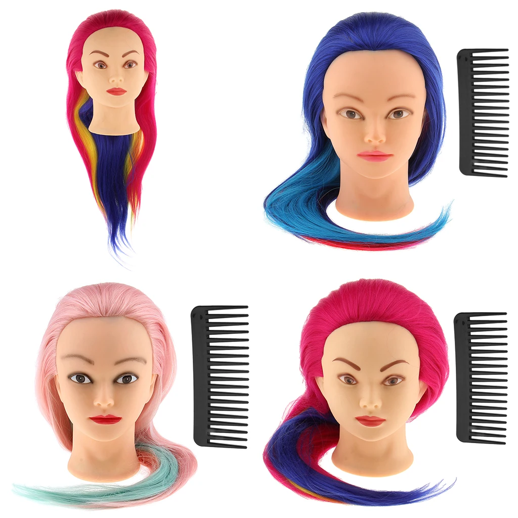 Salon Cosmetology Hairdressing Practice Training Mannequin Hairdresser Manikin Head w/ Mount Hole Long Hair 3 Types |