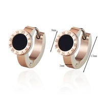 top quality elegant and charming white shell and black enamel roman numerals hoop earrings for women and girls jewelry