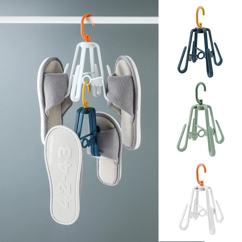 

Multi-purpose Dry Shoe Rack Rotating Organizer Hanger with 4 Hooks Foldable for Drying Shoes Sockes Clothes напольная вешолка
