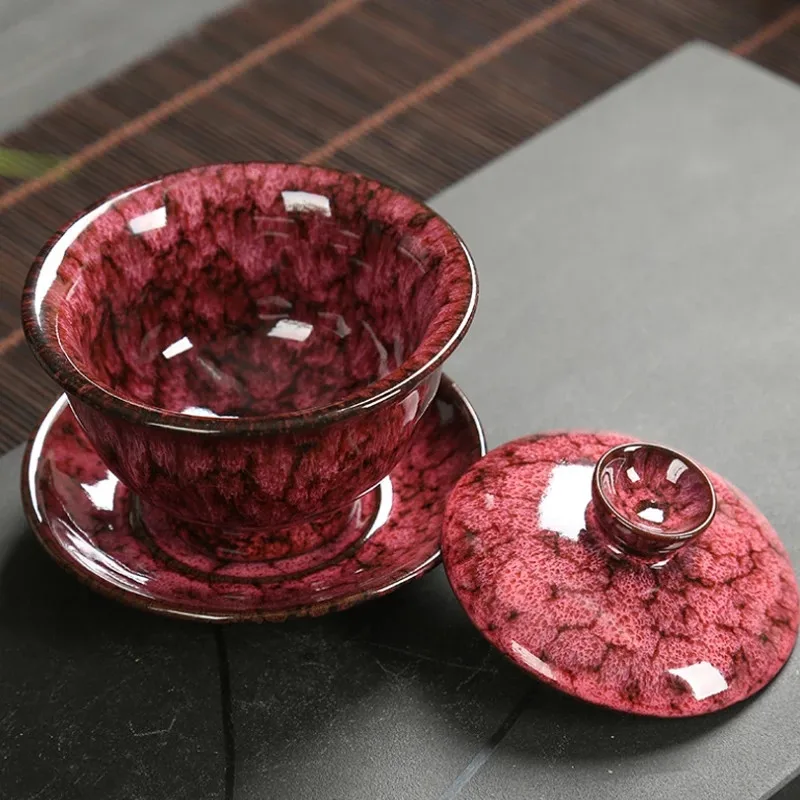 

Multicolor Ceramic Gaiwan Cups Large Capacity KungFu Tea Set Tea Bowl Home Tianmu Tea Tureen Drinkware Gaiwan Teapot Crafts Gift