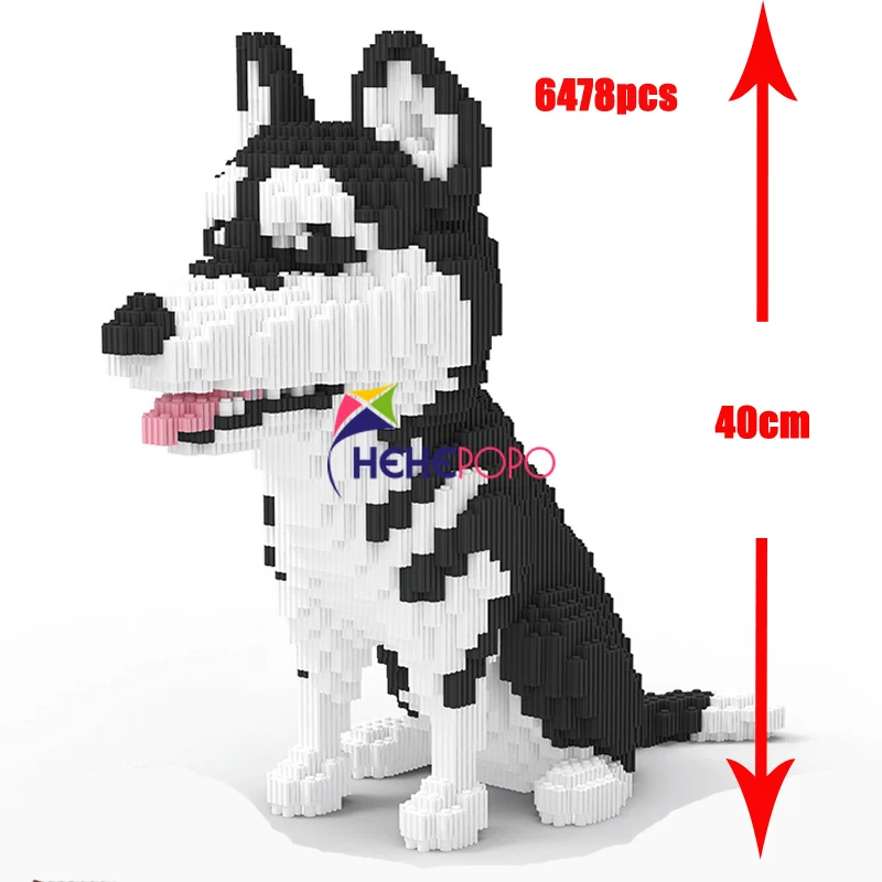 Высота 40 см 6478 шт. Хаски строительный блок сборка средних кирпичи собака фигурки