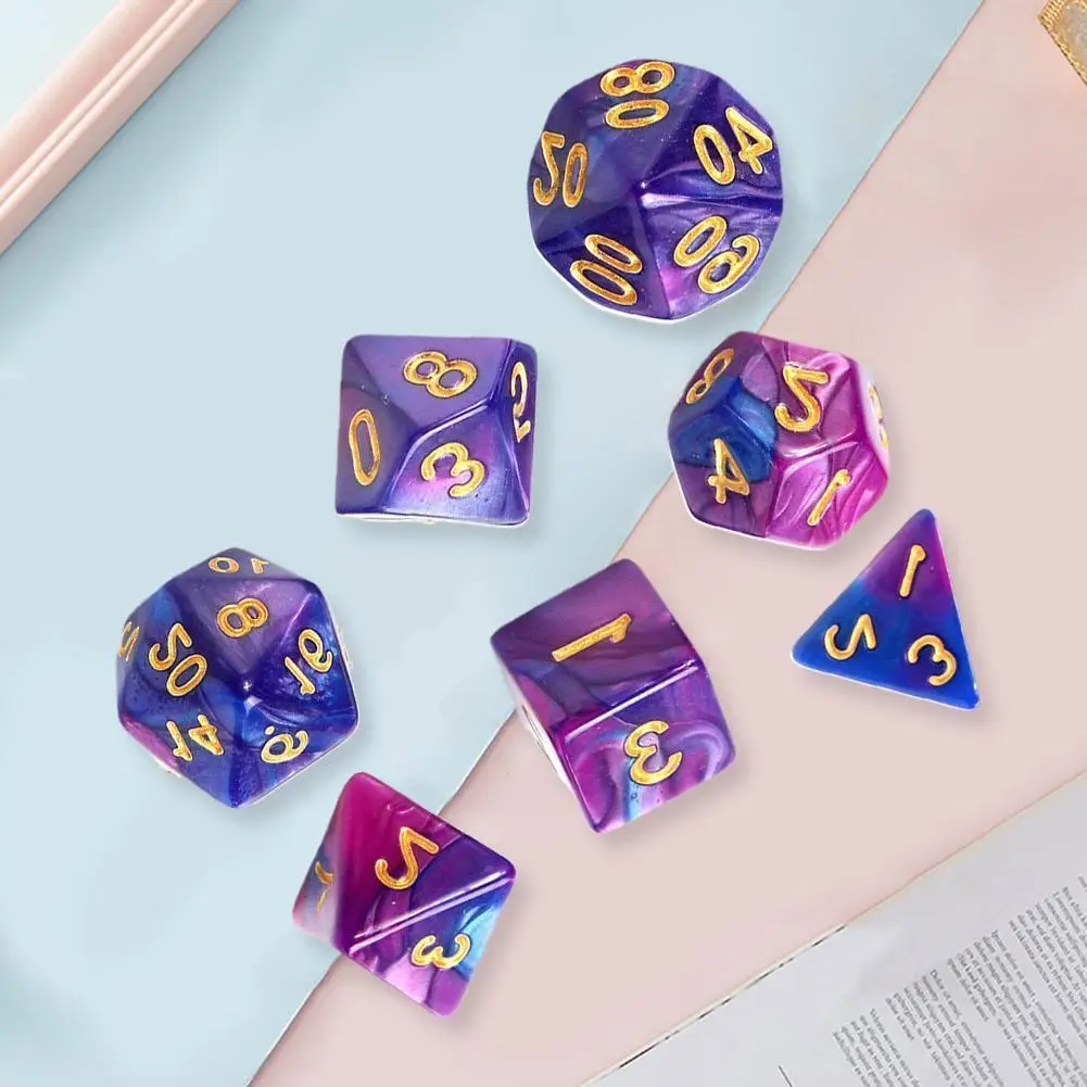 

Two-color Multi-sided Dice 7 Pcs With Bag/ Box Role For Children Game Board Table Christmas Entertainment Toy Gift Game Pla W1R6