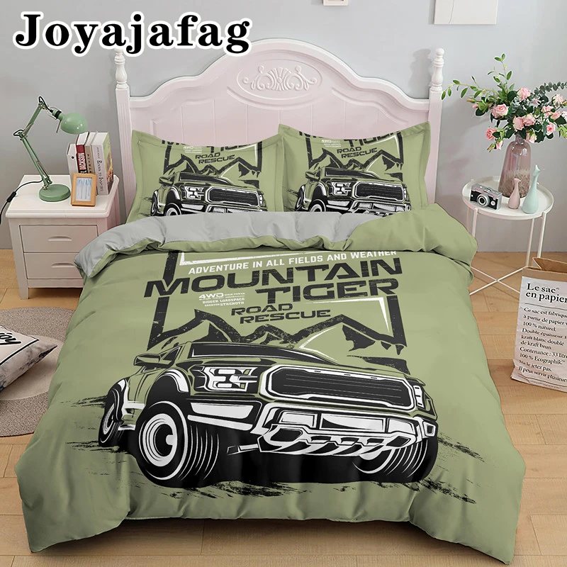 

Creativity Cartoon Truck Bedding US UK EU AU Sizes Duvet Cover With Pillowcase Kids Teens Comforter Covers Soft Home Textile