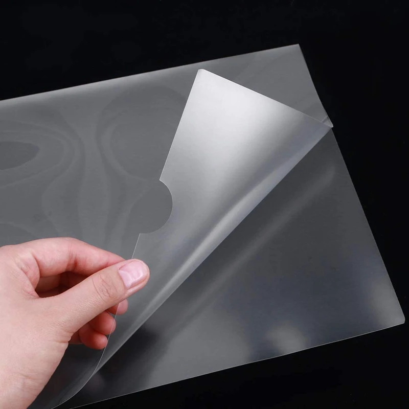 

30 Pieces A4 Transparent File Folder Transparent Project Bag L-Shaped Plastic Extension Folder Paper Clip Sleeve Sleeve