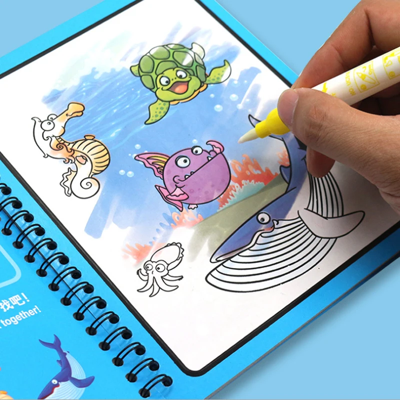 

Hot Sale Reusable Coloring Book Magic Water Picture Drawing Book Sensory Early Education for Kids Birthday Gift Montessori Toys