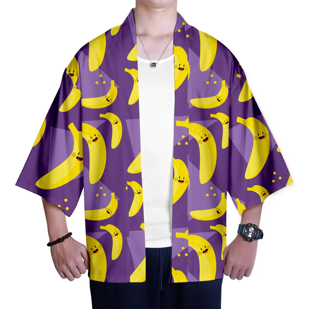 Традиционное японское кимоно кардиган летняя Свободная рубашка с фруктовым