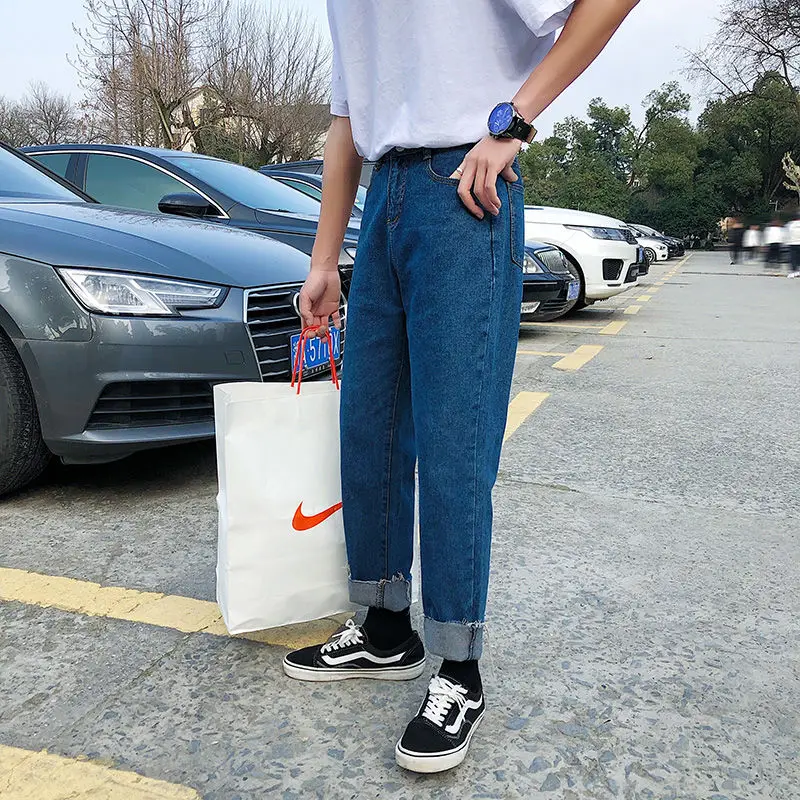 

2020 Men's Stretch Slim Fit Skinny Jeans Fashion Trend Straight Casual Pants Biker Denim Blue Color Trousers Plus Size S-2XL