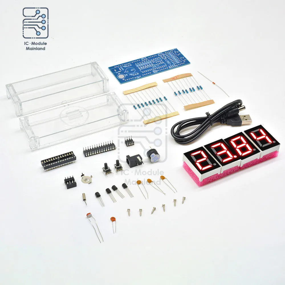 LED Digital Electronic Temperature Clock DIY Kit Electronic Clock LED Digital Clock Time Light Control Temperature Thermometer