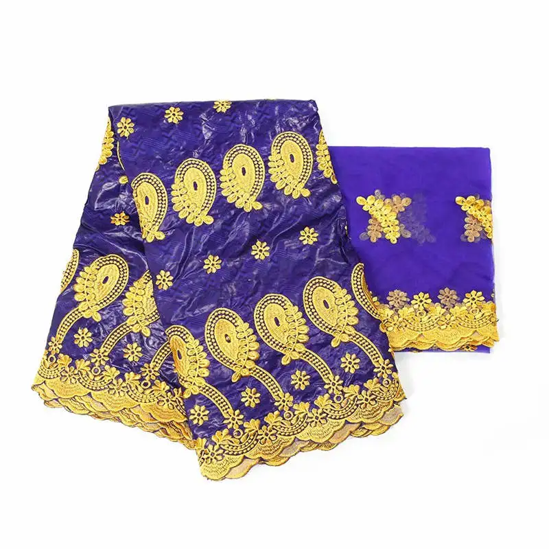 

2021 африканская богатая ткань bazin с Бродом, последняя мода, ткань базин с вышивкой и кружевом с сетчатым кружевом 5 + 2 ярда! WX11121