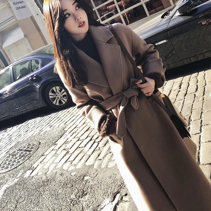 Hot Sale 2019 Fashion Women Artificial Woolen Coat Female Autumn Winter Slim Fit Wool Coats Warm Elegant Windproof IE998 | Женская