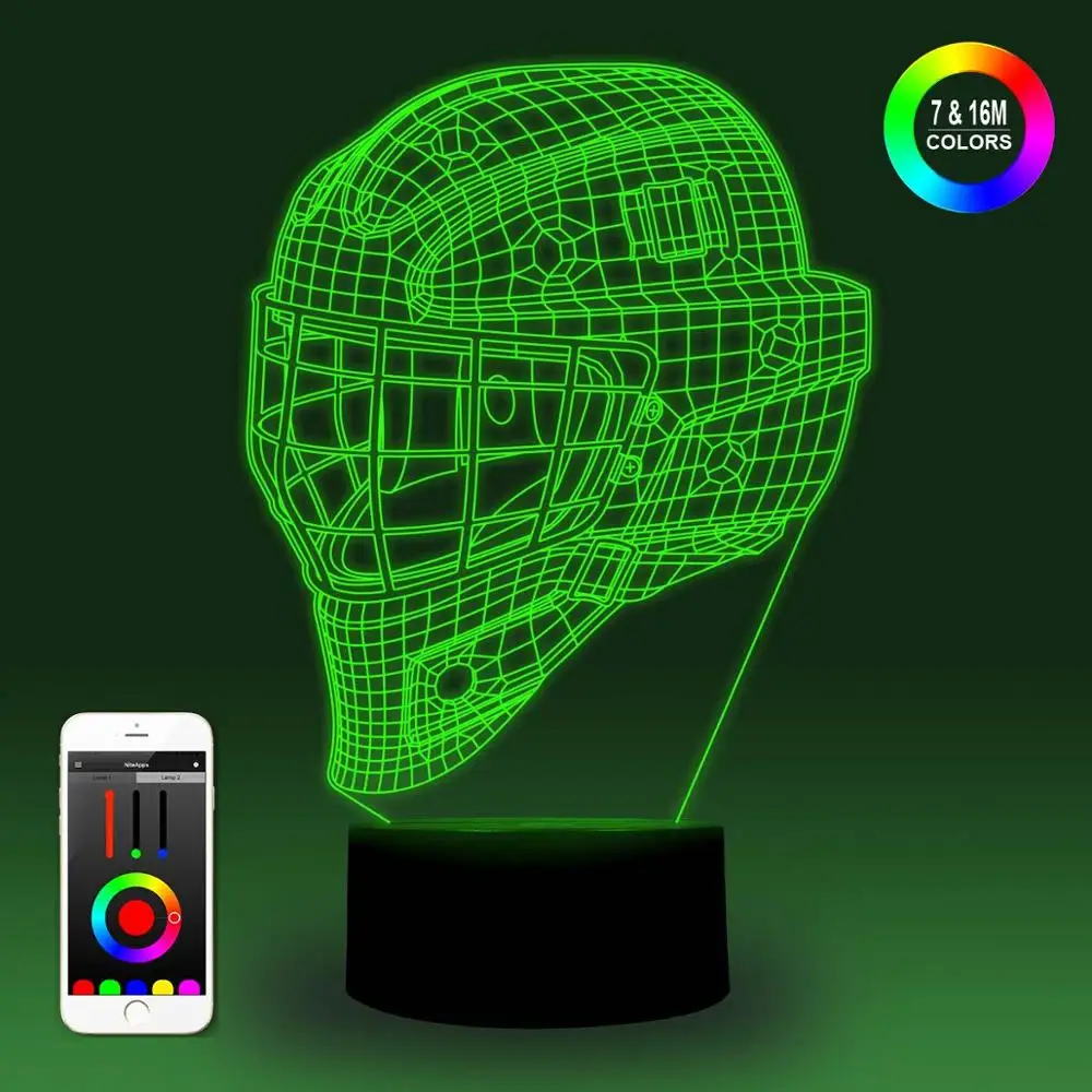 NiteApps 3D хоккейный шлем Ночной свет настольная Иллюзия украшение лампа подарок на день рождения приложение/сенсорное управление