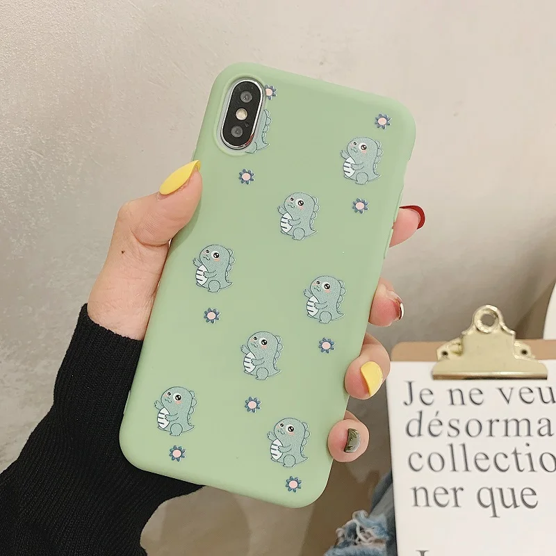 Забавный динозавр чехол для телефона iPhone 7 8 Plus TPU силиконовая задняя крышка X XR XS Max