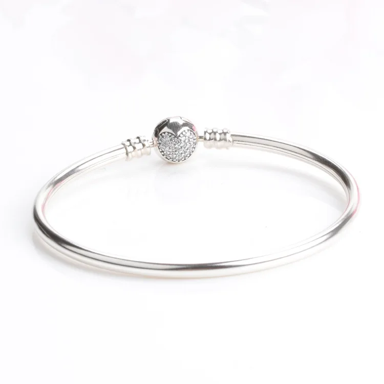 

Silver Color Charm Basic Bracelets Women Heart Crystal With Clasp Clip Snake Chain Bracelet For Women Wedding Jewlery