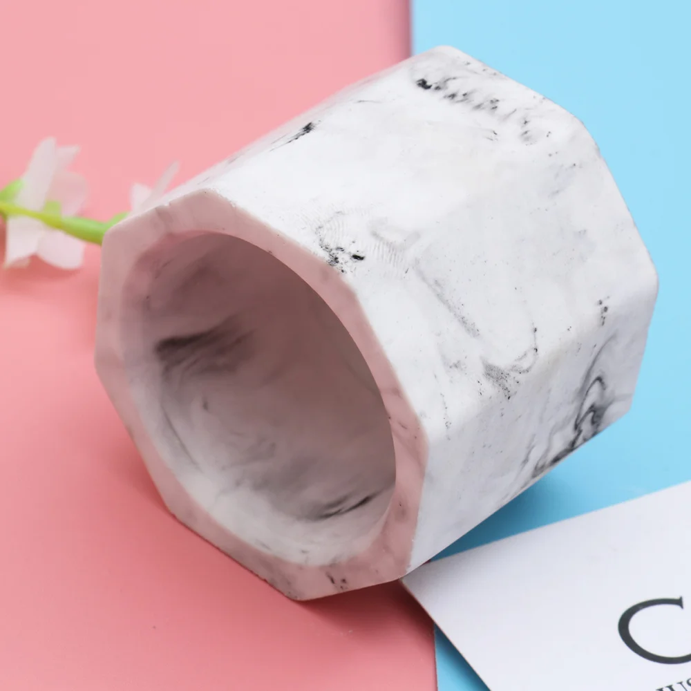 

1pc Candle Cup Marbling Pattern Eight Angle Candle Cups Decorative Creative for Home