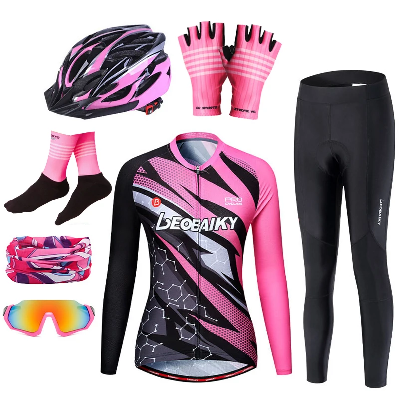 Quick Drying Cycling Clothing Women Summer Long Sleeve Racing Bicycle Jersey Set Padded Mountain Bike Uniforme Ciclismo Mtb Suit