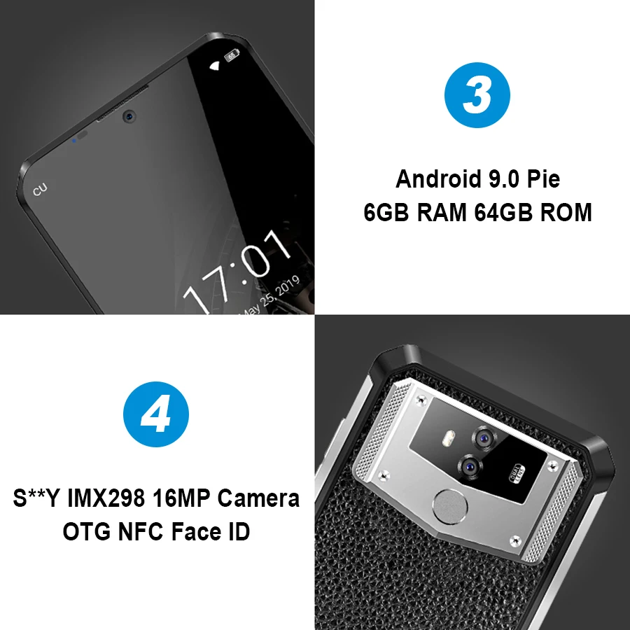 OUKITEL K12 Android 9,0 мобильный телефон 6," 19,5: 9 MTK6765 6G ram 64G rom NFC 10000mAh 5 V/6A Быстрая зарядка отпечатков пальцев Смартфон