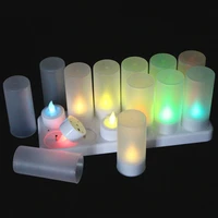 hot sales 12pcs charging colorful party light waterproof multicolor led simulation candle for ceremony