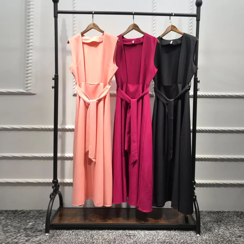 

Vestidos Arabes Elegantes Summer Abaya Muslim Caftan Dubai Islam Kaftan Strap Dress Women Ramadan Elbise Sukienki Eid Robe Femme