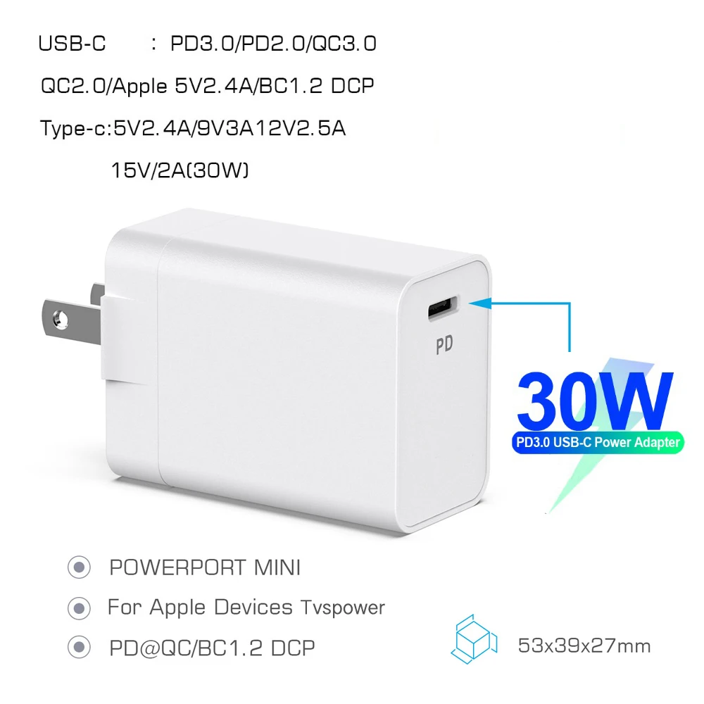 QC3.0 PD18W 30W 45W 60W 65W настенное зарядное устройство адаптер питания для MacBook Xiaomi