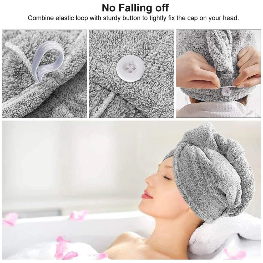 

Rapid Fast Drying Hair Absorbent Towel Head Wrap Turban For Women Girl Bamboo Fiber Bath Shower Hat