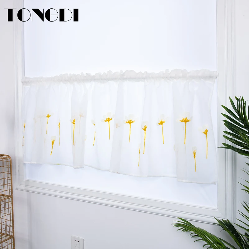 Домашние кухонные шторы TONGDI короткие ярусы элегантные белые тюлевые занавески с