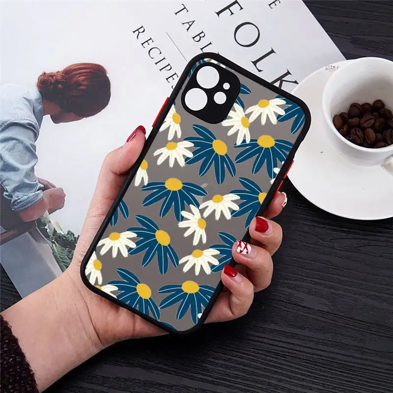 

Cute cartoon daisy flower Phone Case matte transparent For iphone 7 8 11 12 plus mini x xs xr pro max cover